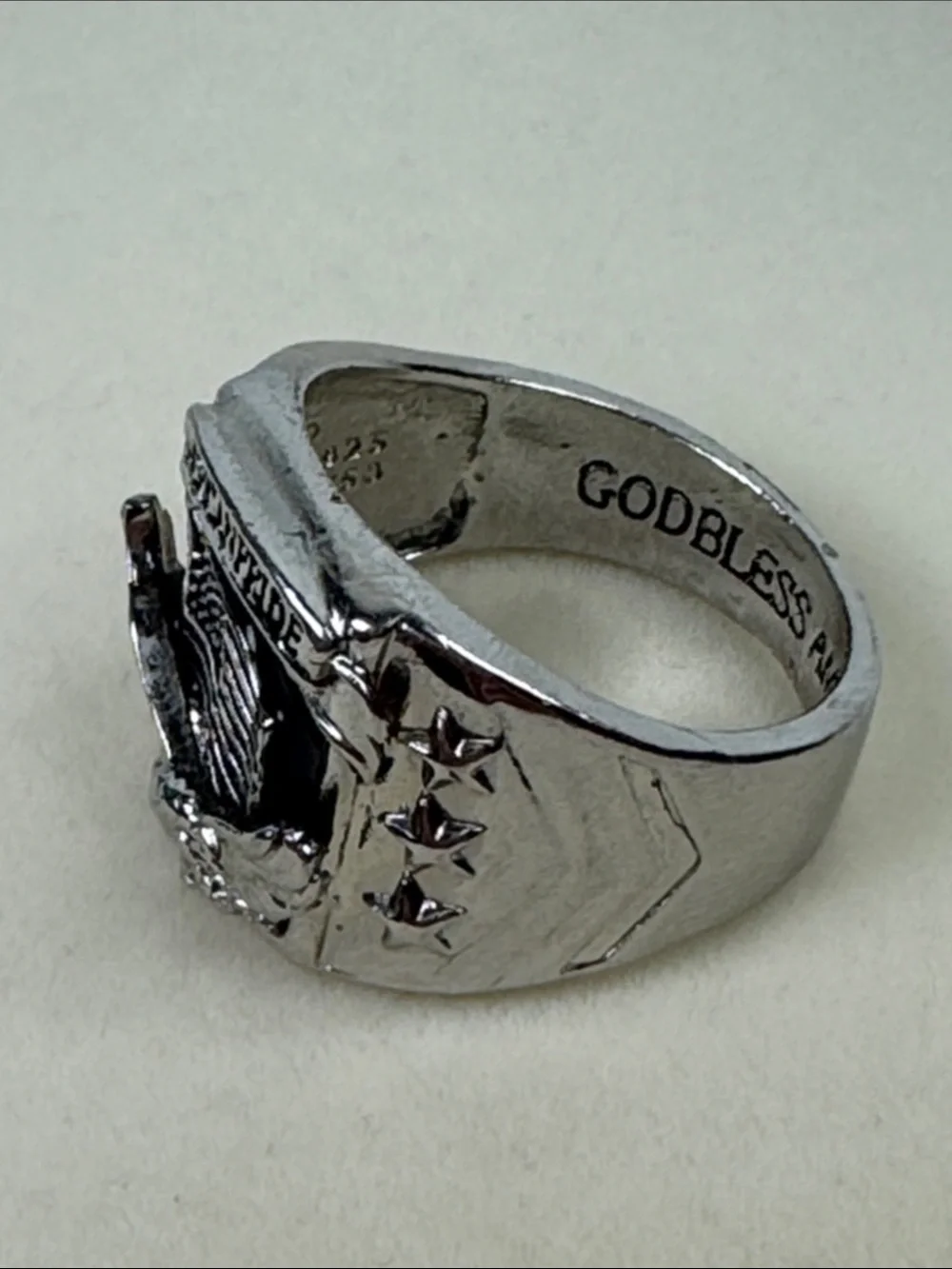 Men’s Sterling Silver 925 American Pride Eagle Flag Ring 11.66grams Size 13